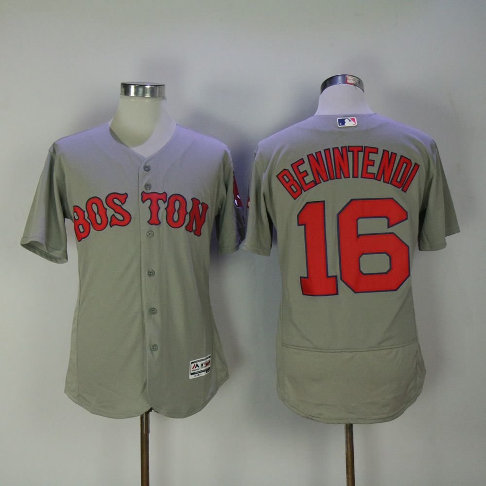 Men Boston Red Sox 16 Benintendi Grey MLB Jerseys